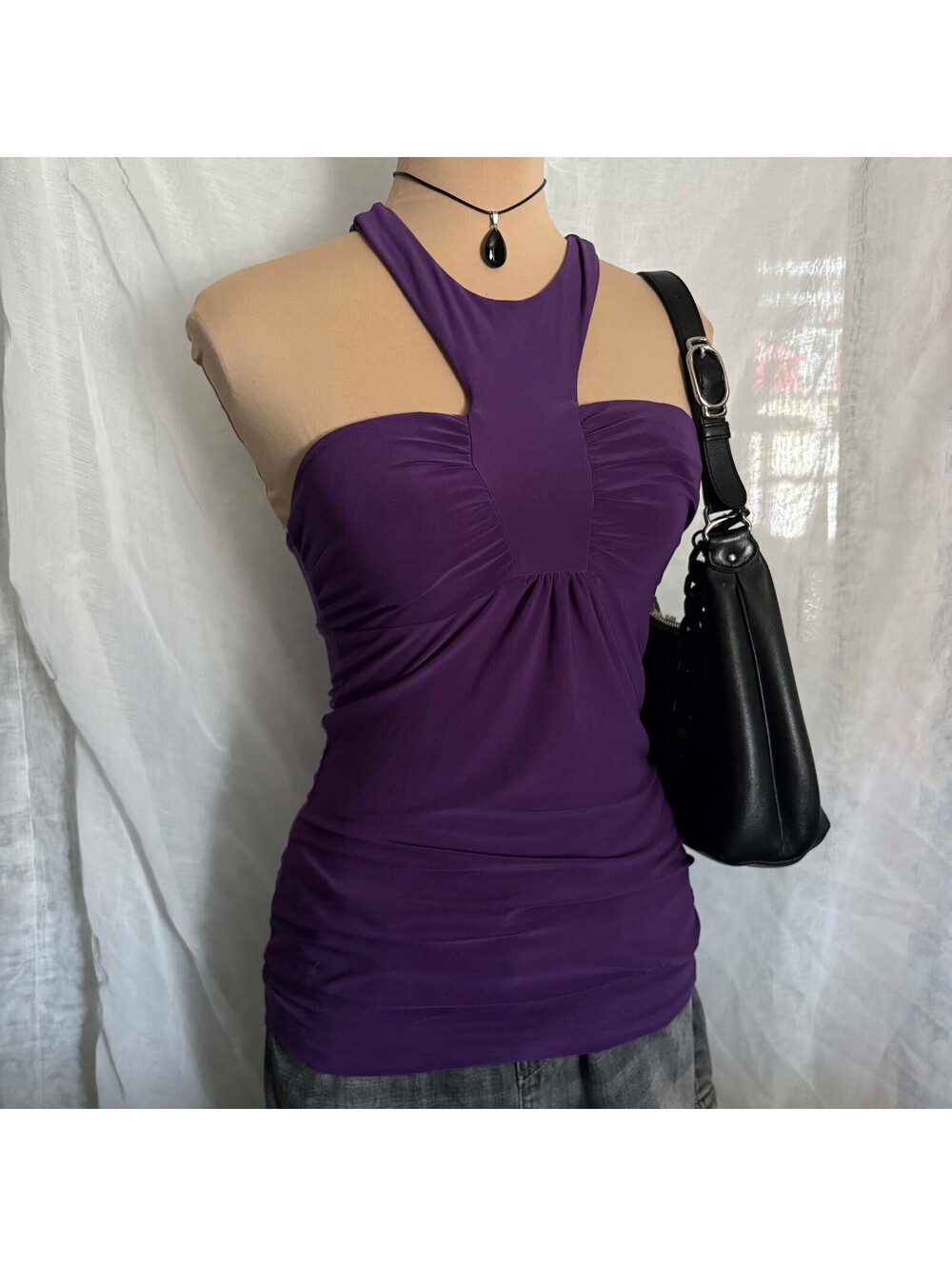 purpled fitted y2k halter top